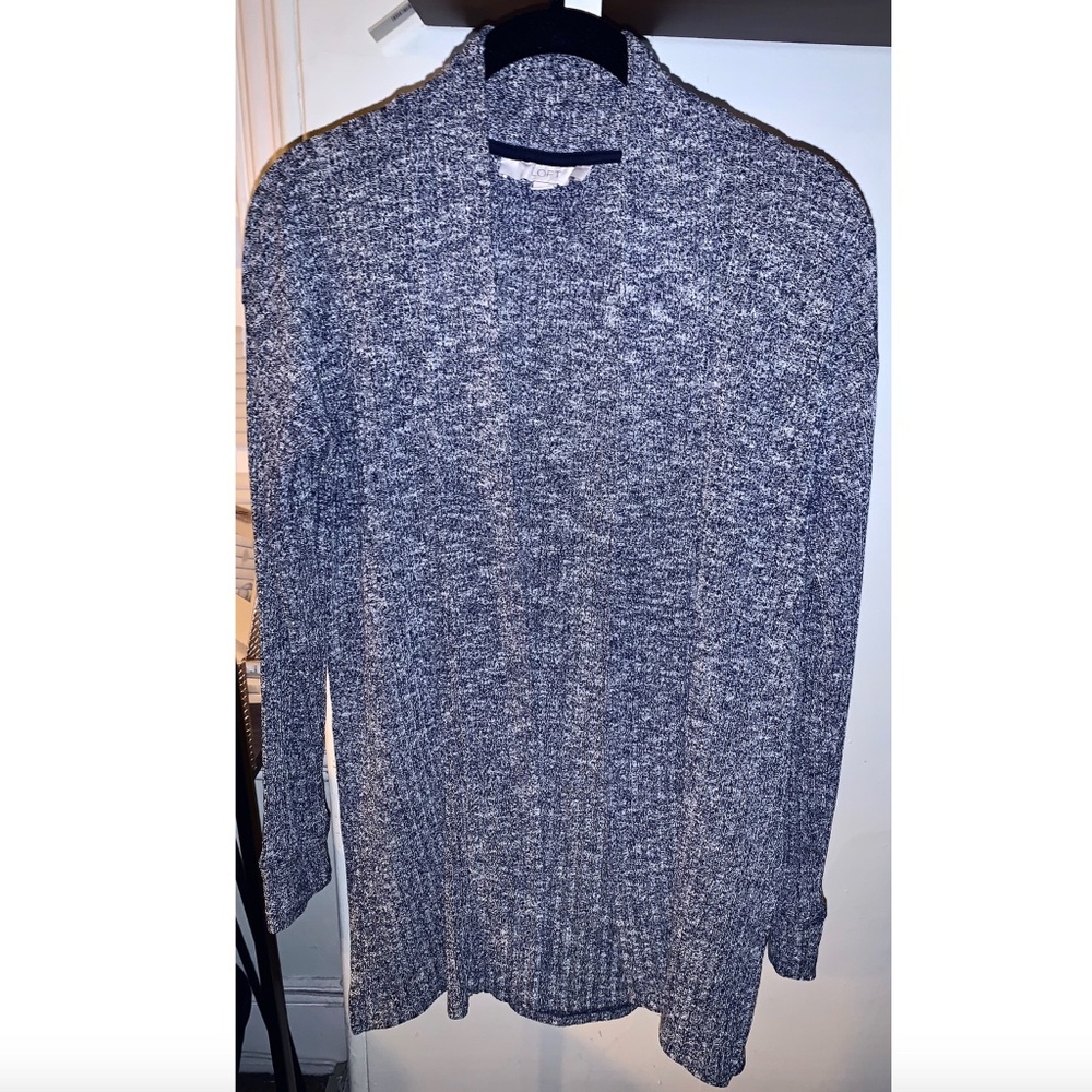 Grey Marled Ribbed Open Style Sweater